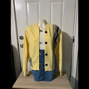 Vintage 90 customized plaid cardigan sweatshirt XL.